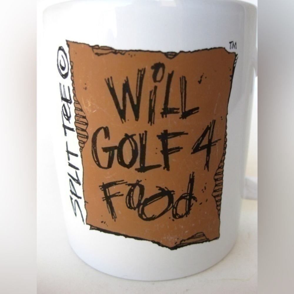 SPLIT TEE CERAMIC MUG "WILL GOLF 4 FOOD"